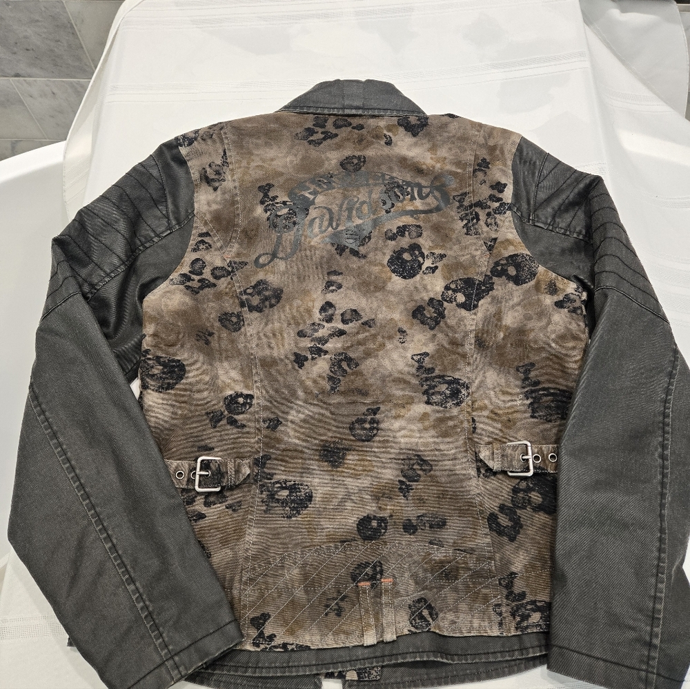 Harley-Davidson Black and Brown Skull Bomber Jacket - Picture 3 of 16